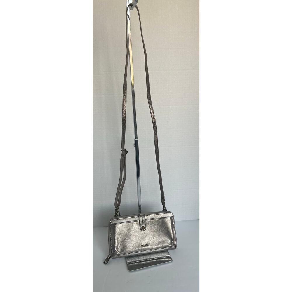 The Sak Leather Iris 3 in 1 Metallic Gold Crossbody Clutch Zip Around Wallet Bag